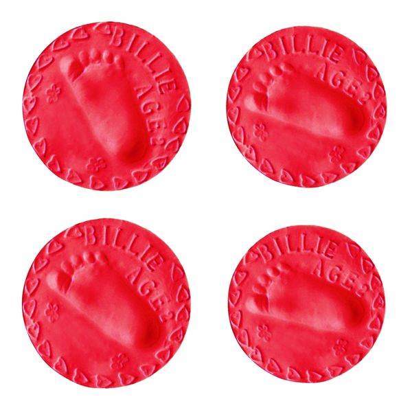 

4x air drying clay baby handprint footprint imprint casting fingerprint red