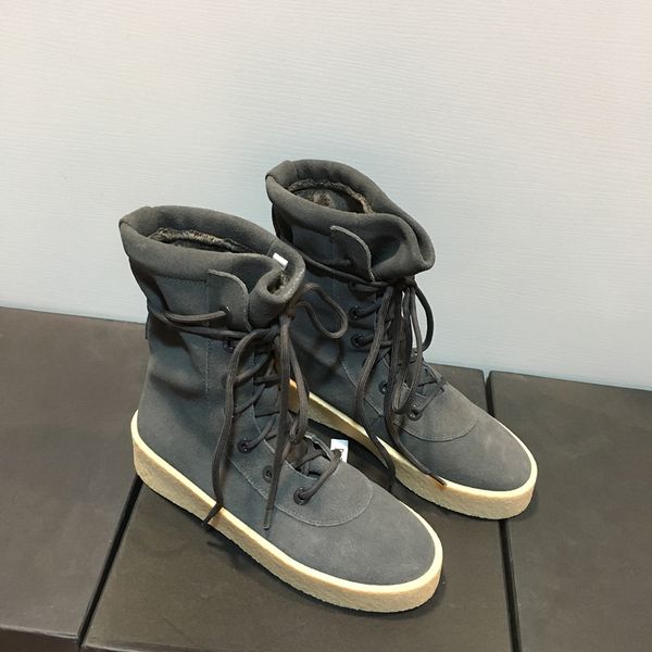 

designer women cheasle boots kanye west military crepe boots suede leather owen season 2 shoes riding boots men ems or dhl, Black