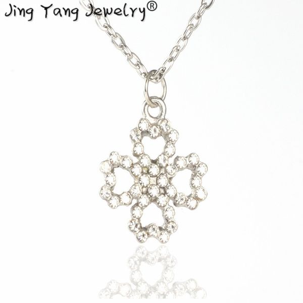 

2019 jingyang лаки vier hanger vrouwen вур vrouw goud kleur bloem ketting oostenrijkse ketting клевер ketting, Silver