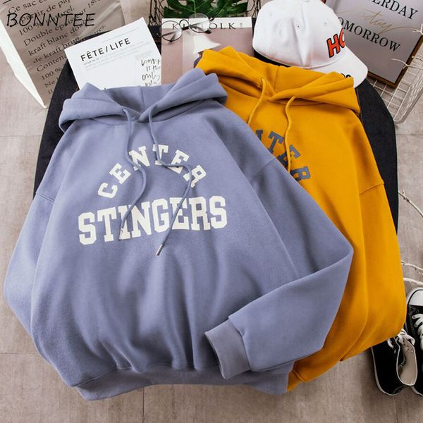 

hoodies women large size leisure letter printed long sleeve hooded womens pullover soft cotton korean style ladies sweatshirts, Black