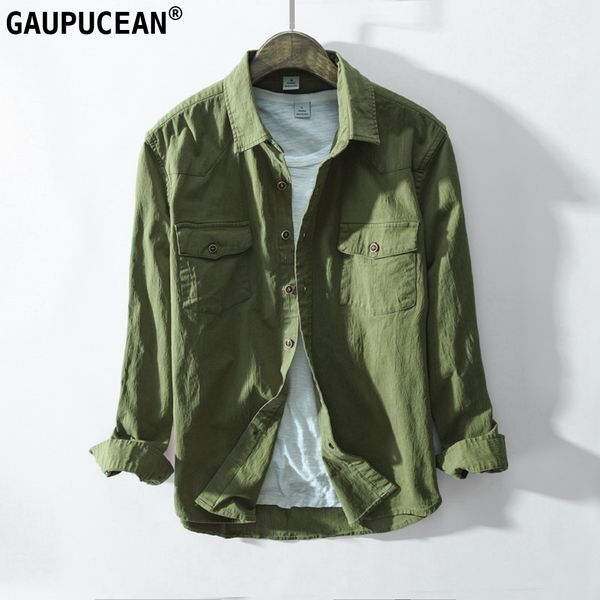 

97% cotton 3% spandex man denim shirt quality spring autumn long sleeve male pocket army green men jean casual cowboy shirts, White;black