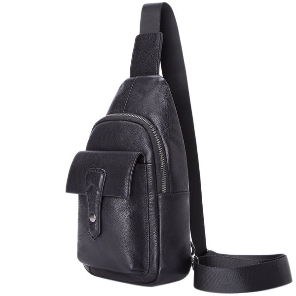 

misfits leather men's messenger bag casual chest bag travel retro shoulder with zipper wear chest