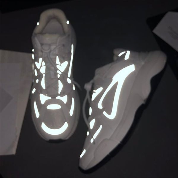 

2019 designer shoes for men fashion leather sneakers 3m reflective brand designer men casual shoes size 38-44, Black
