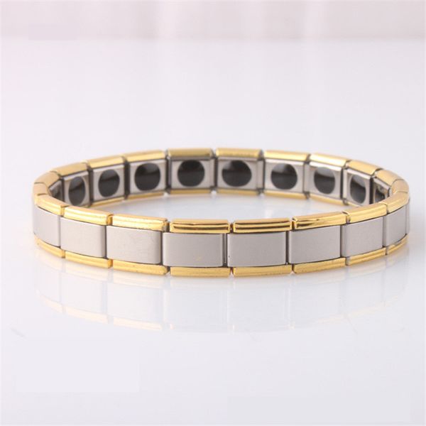

men women stainless steel energy bracelet germanium balance health promote blood circulation bracelet power, White