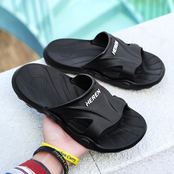 

new mens slippers indoor nice non-slip home bathroom slippers for man massage badslippers summer beach slides men, Black