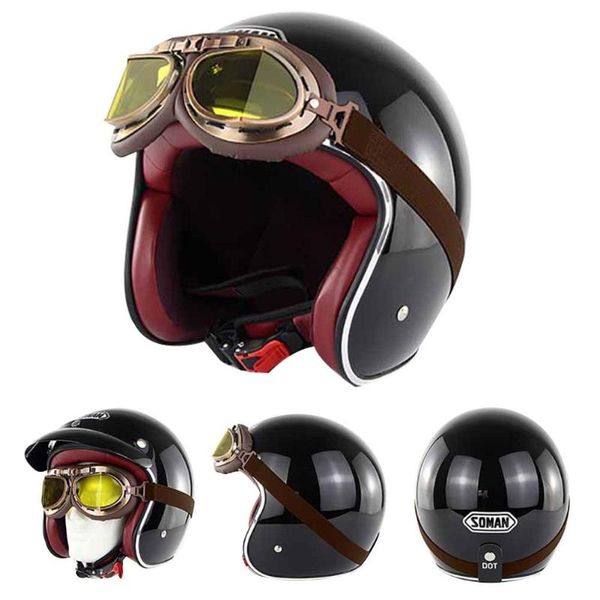 

урожай мотоциклы мотоцикл мужчины женщины половина шлем hat безопасности с goggles motorcyle аксессуары внешний