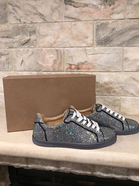 

red bottom sneakers shoes for women,men casual walking luxurious party wedding ,luxury men shoes glitter leather low sneakers shoes, Black