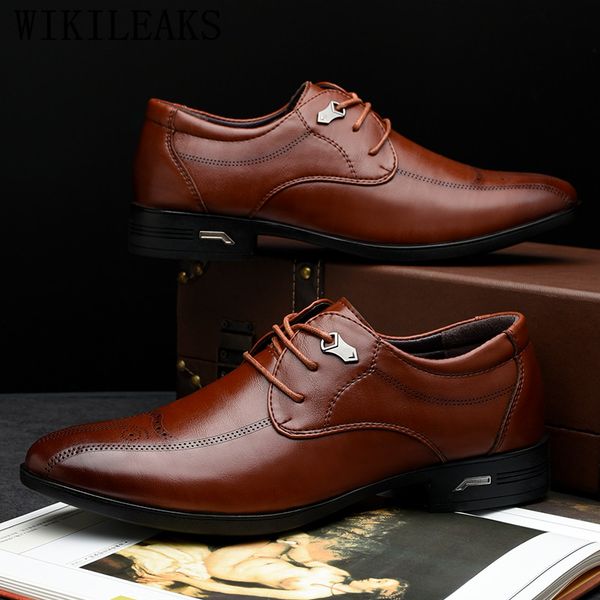 

2019 brogues dress shoes men oxfords office shoes men zapatos de hombre de vestir formal chaussure homme scarpe uomo, Black