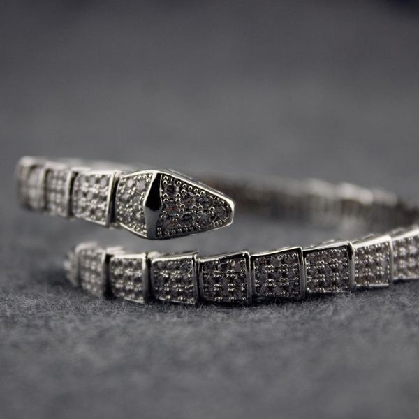 

diamond viper snake open bangle female animal bracelets precious women wedding gift jewelry, Black