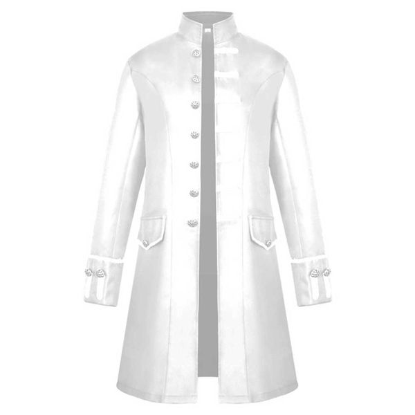 

men trench coat steampunk jacket medieval costume men long sleeve gothic brocade jacket frock vintage stand collar men's coat, Black;brown