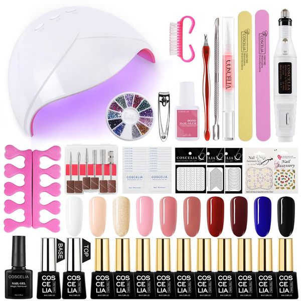 

coscelia all for manicure set nail gel polish 36/80w uv led nail lamp dryer drill machine for nails manicure tool kit