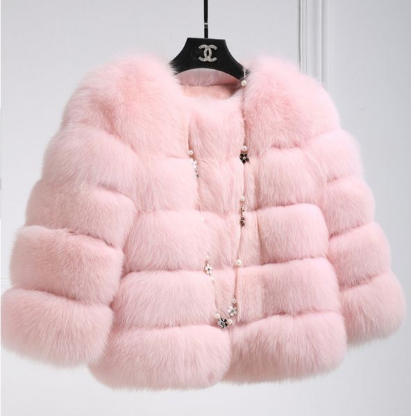 

mink coats women winter new fashion pink faux fur coat elegant thick warm outerwear fake fur jacket chaquetas mujer, Black