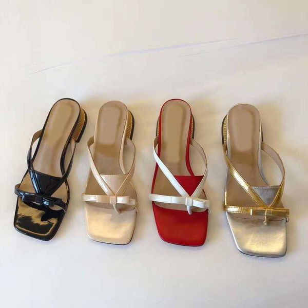 

classic flat bottom fashion slippers ladies lambskin casual wild sandals leather with box anti-slip wear-resistant bowknot flip flops 35, 41, Black