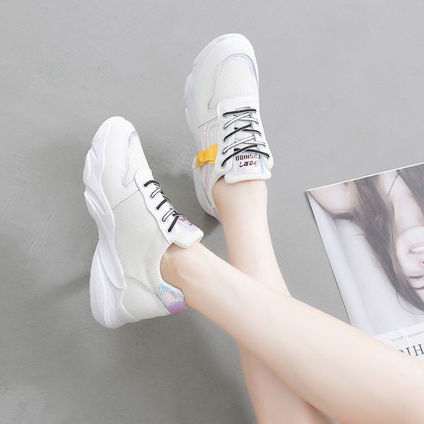 

2019 autumn sneaker color matching style female lace up breathable running shoes