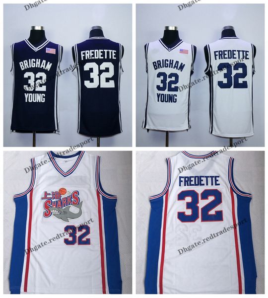 

mens brigham young cougars 32 jimmer fredette college basketball jerseys blue jimmer fredette shanghai sharks stitched shirts s, Black