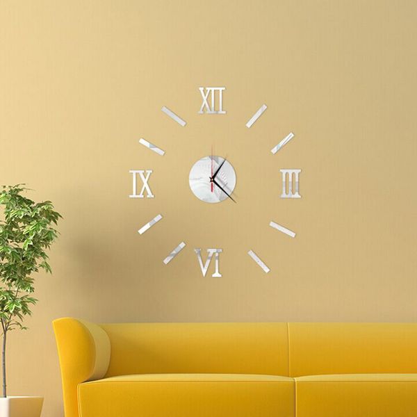 

retro wall clock creative 3d home diy mirror wall clock simple home decoration