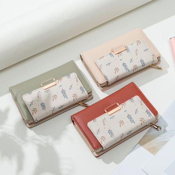 

2019 новая молния среднедлинная многофункциональный кошелек для женщин, Red;black