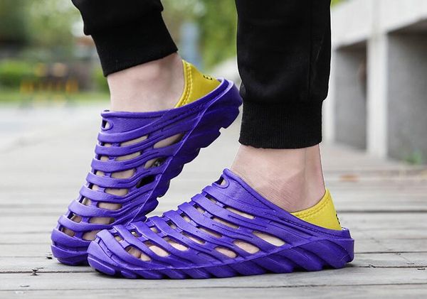 

2019 men sandals new arrivals summer soft beach sandals shallow casual men hole shoes, Black