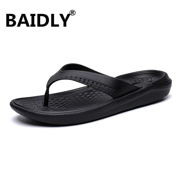

new arrival big size summer men flip flops flat beach flip flop anti-slip men slippers zapatos hombre casual shoes, Black