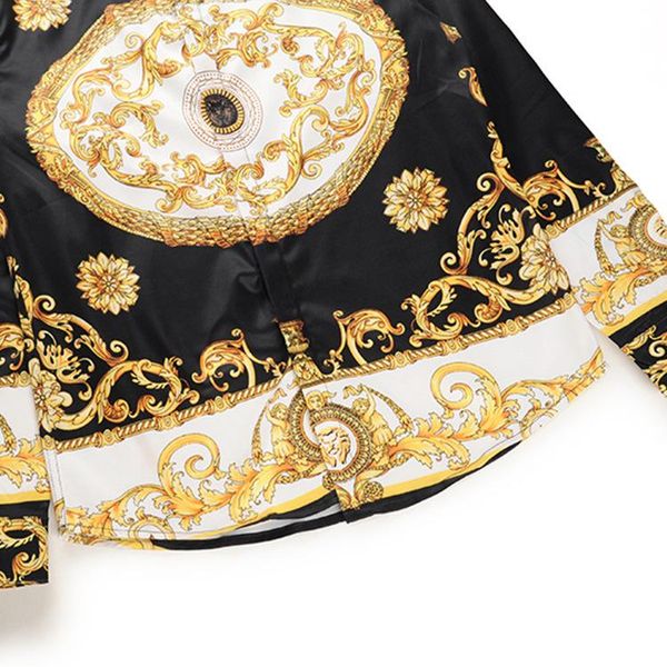 

long sleeve designer tees luxury flora chain print mens vintage shirts fashion mens casual, White;black