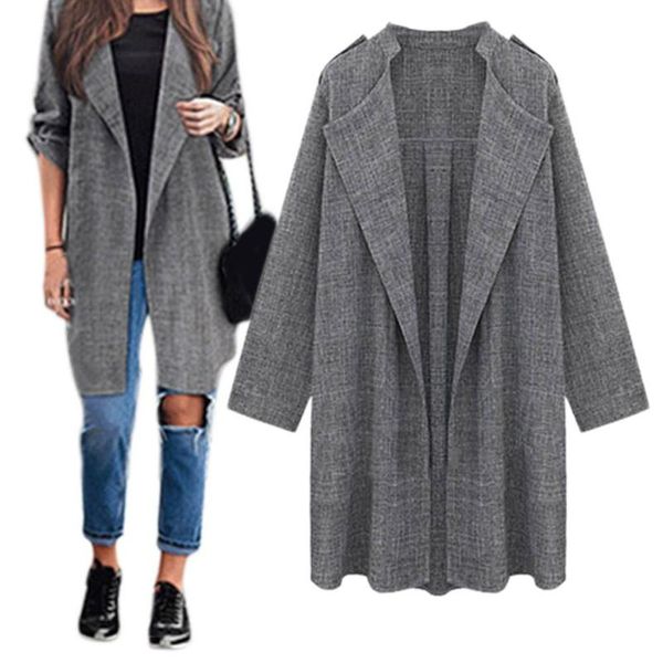 

casual women blazer notched collar jackets fashion autumn coat outerwear, Black