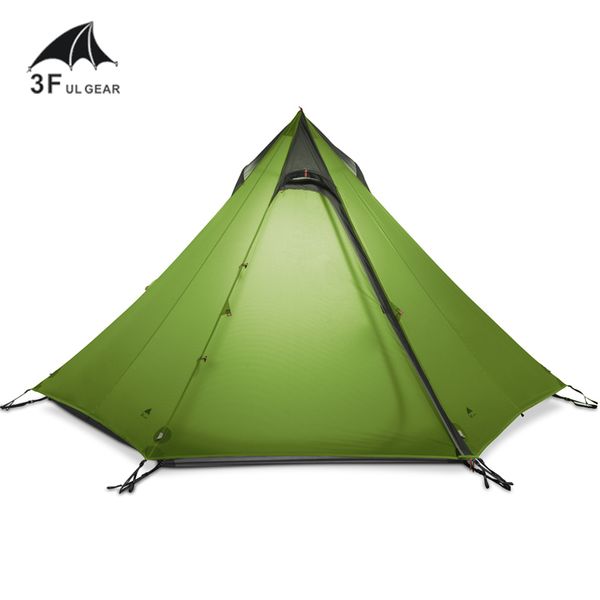

3f ul gear ultralight outdoor camping teepee 15d silnylon pyramid tent 2-3 person large tent waterproof backpacking hiking tents
