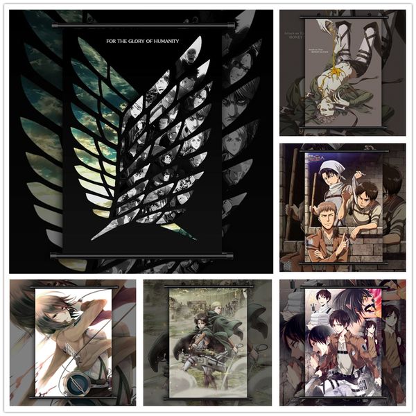 

attack on titan eren levi mikasa armin erwin anime manga wall poster scroll f