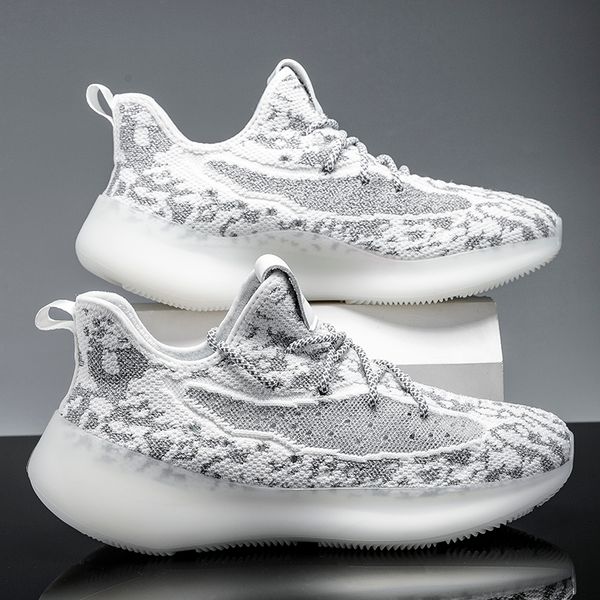 

classic men's casual shoes explosion summer luminous shoes flying woven mesh sports tide breathable anti-odor, Black