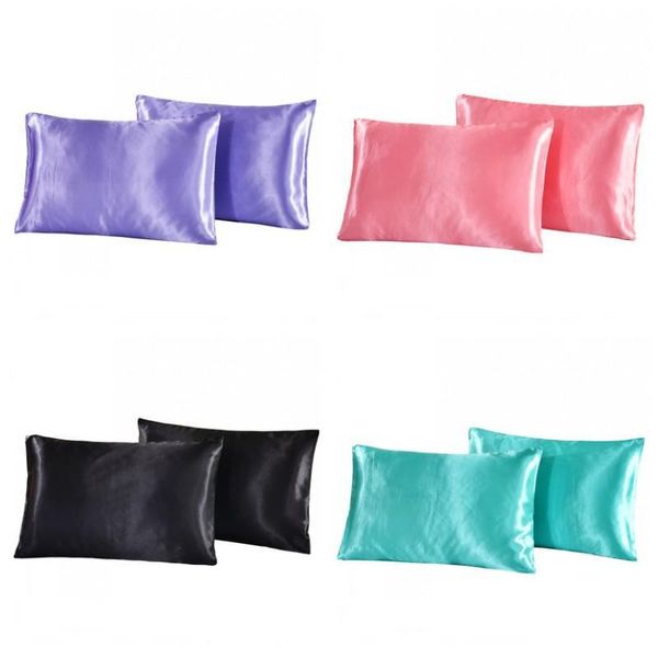 

simulation silk pillowcase pure color pillow case living room bedroom pillow cover good quality bedding supplies home 16bm h1