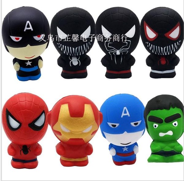 

bravo hero squishies cartoon character squishy phone pendant slow rising captain america hulk spiderman iron man decompression toy