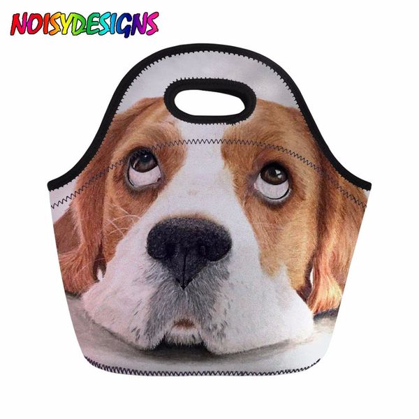 

beagle dog printed insulated lunch bag for kid girls school thermal lunchbox women portable picnic storage dropshipping, Blue;pink