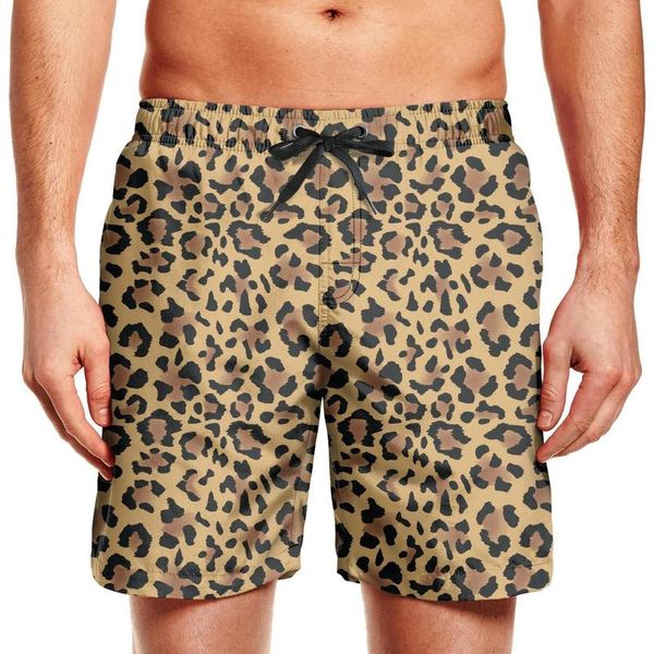 2020 Mens Swimming Trunks Blue Leopard Print Running Beach Board Shorts ...