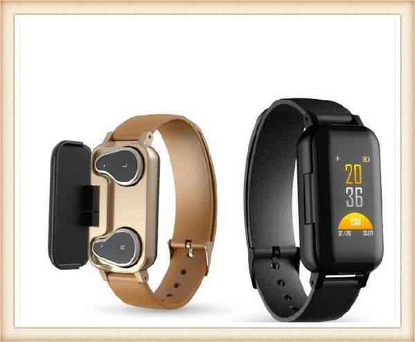 

t89 смарт-браслет tws bluetooth наушники фитнес импульсный трекер passometer смарт браслет спортивные часы для android и ios с пакетом