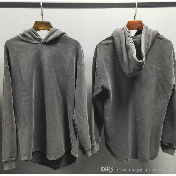 

19ss harajuku укороченный подол винтажная серая толстовка хип хоп уличная одежда, Black