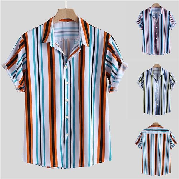 

блуза мужские рубашки мода дышащий полосатые turn воротник с коротким рукавом свободные случайные работы рубашки новые осенние рубашки top, White;black