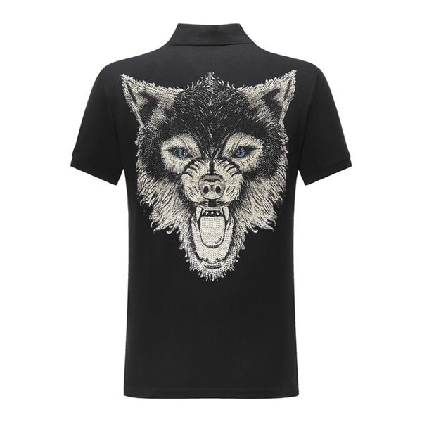 

duyou new summer shirt men 100% cotton mens shirt short sleeve wolf print male brand clothing, White;black