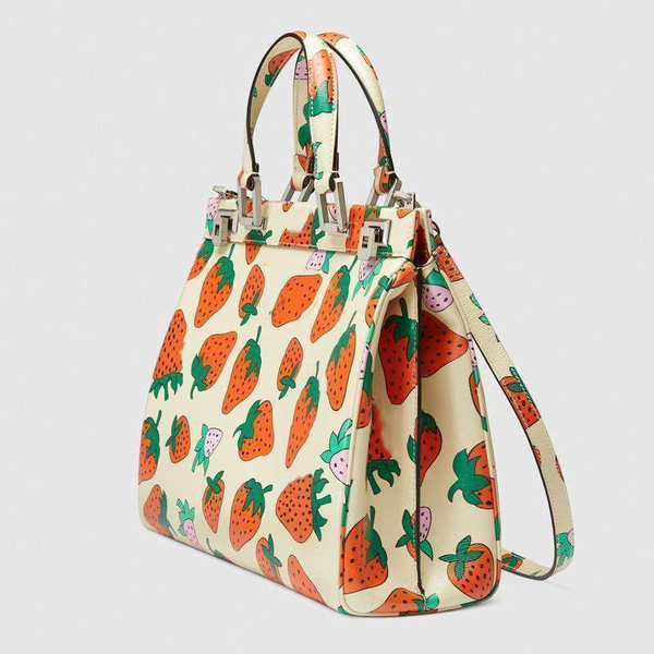 

2020 new ladies zumi strawberry print ivory leather 5a quality designer handbag crossbody bags g shopping shoulder bag large capacity36ad#