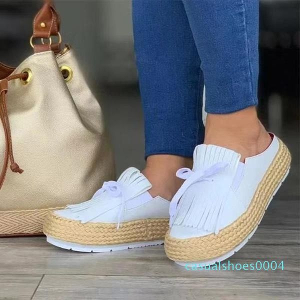 

canvas flats 2020 fashion women ladies espadrille shoes thick bottom flats shoes girls lace up round toe casual ac04, Black