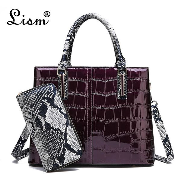

2019 new patent leather handbag luxury crocodile tote bag shoulder bags handbags women famous brands designer sac a main femme mx200327
