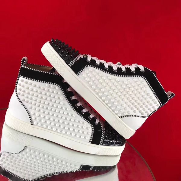 

высокое качество дешевые тренер high top шипы красной подошвой кроссовки для мужчин женщины шипованных скейтбординг идеальный красный sole п, Black