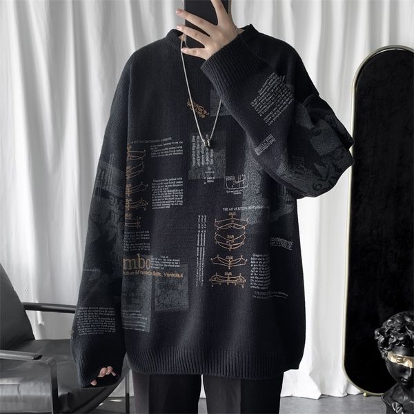 

2019 uyuk winter new korean version homemade casual loose fashion ins printed turtleneck sweater clothes hombre, White;black