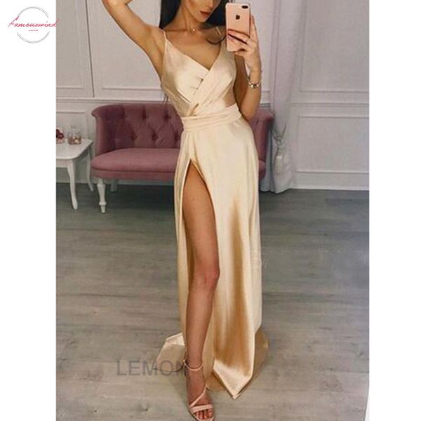 

fashion women split strappy sparkle slit formal wedding long dresses silk sleeveless v neck party dress, Black;gray