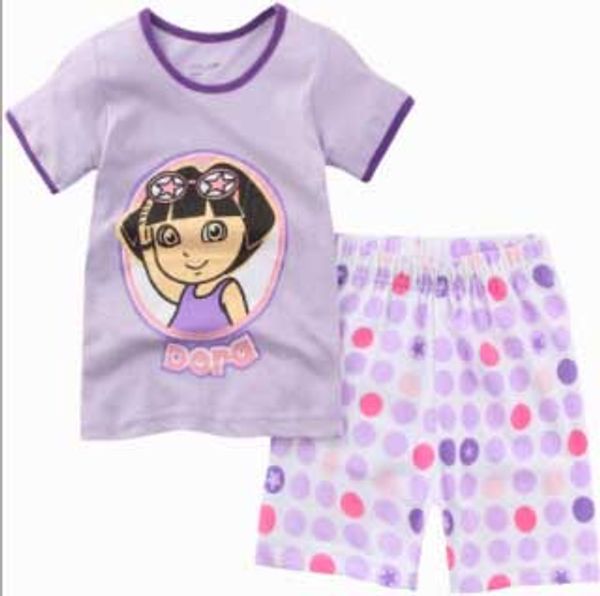 

baby kids clothing fashion 100 cotton sleeved set children baby boy girl cartoon pajamas t shirt shorts two suit, White