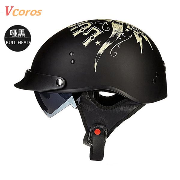 

torc new arrival vintage half face motorcycle helmet casco casque moto retro helmets with inner sun visor lucky 13 helmet