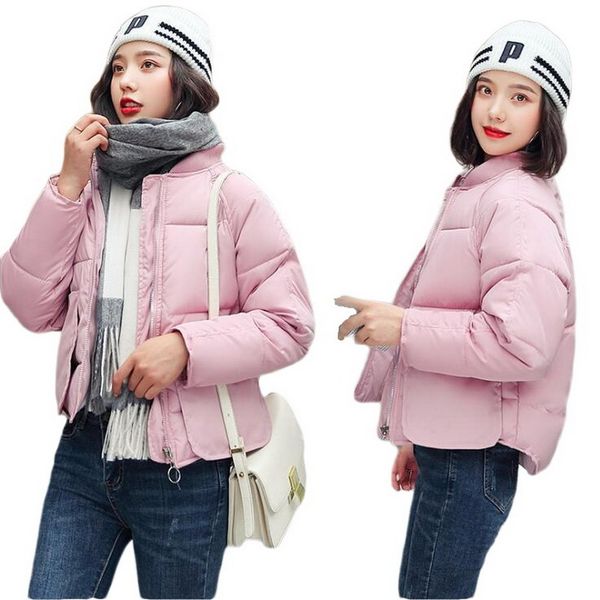 

women streetwear jacket short cotton coat casual corduroy thick parka overcoat winter warm fashion outerwear coats girl, Black