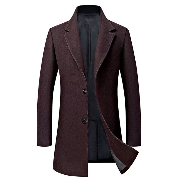 

new arrival fashion autumn winter men coat woolen casual single breasted thick overcoat mens size m l  2xl 3xl, Black