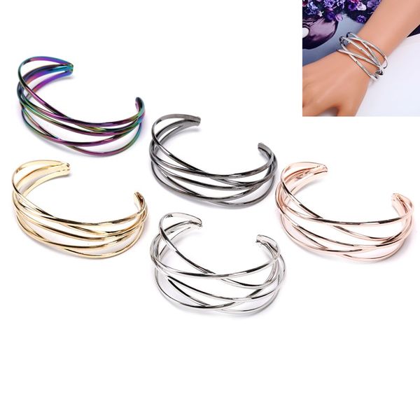 

multilayer geometry hollow out vintage punk bracelets & bangles for women jewelry wholesale, Black