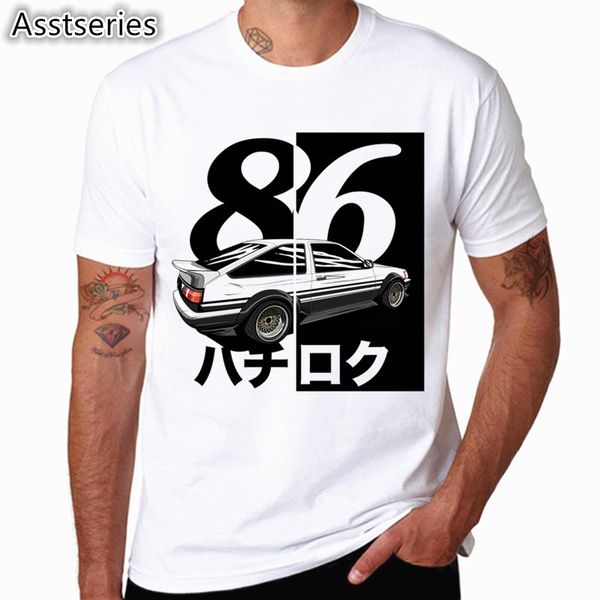 

men print drift japanese anime fashion t shirt short sleeves o neck summer cool casual ae86 initial d homme tshirt y200611, White;black