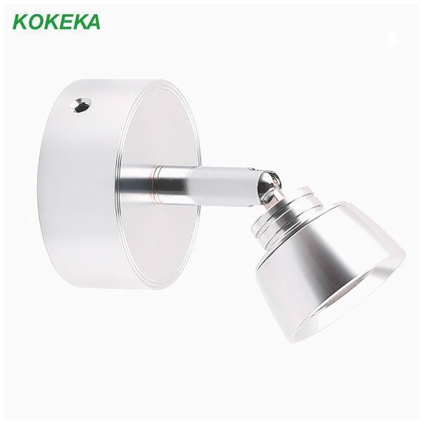 

reading wall lamp aluminum round lamp sconce base rotate 360 degrees bathroom light 3w bead lens wall mounted led light for home