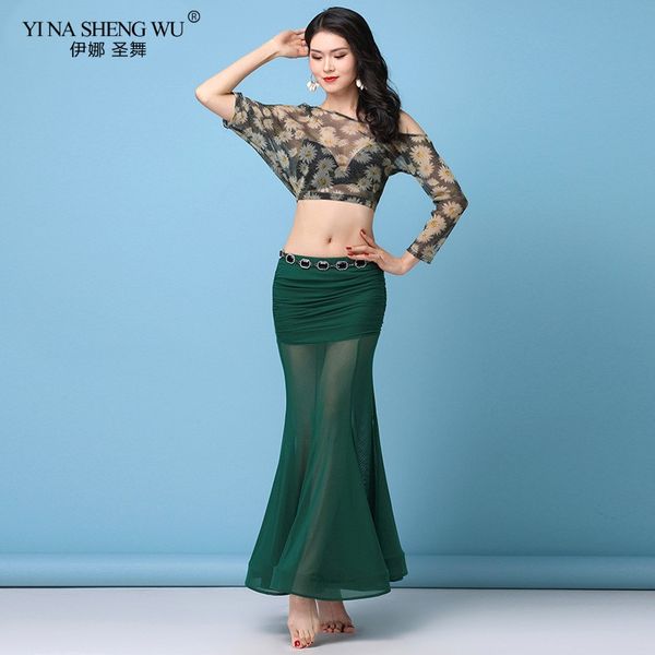 

stage wear women belly dance set costume 2pcs off-shoulder skirt dancing clothes fashion girl practice, Black;red